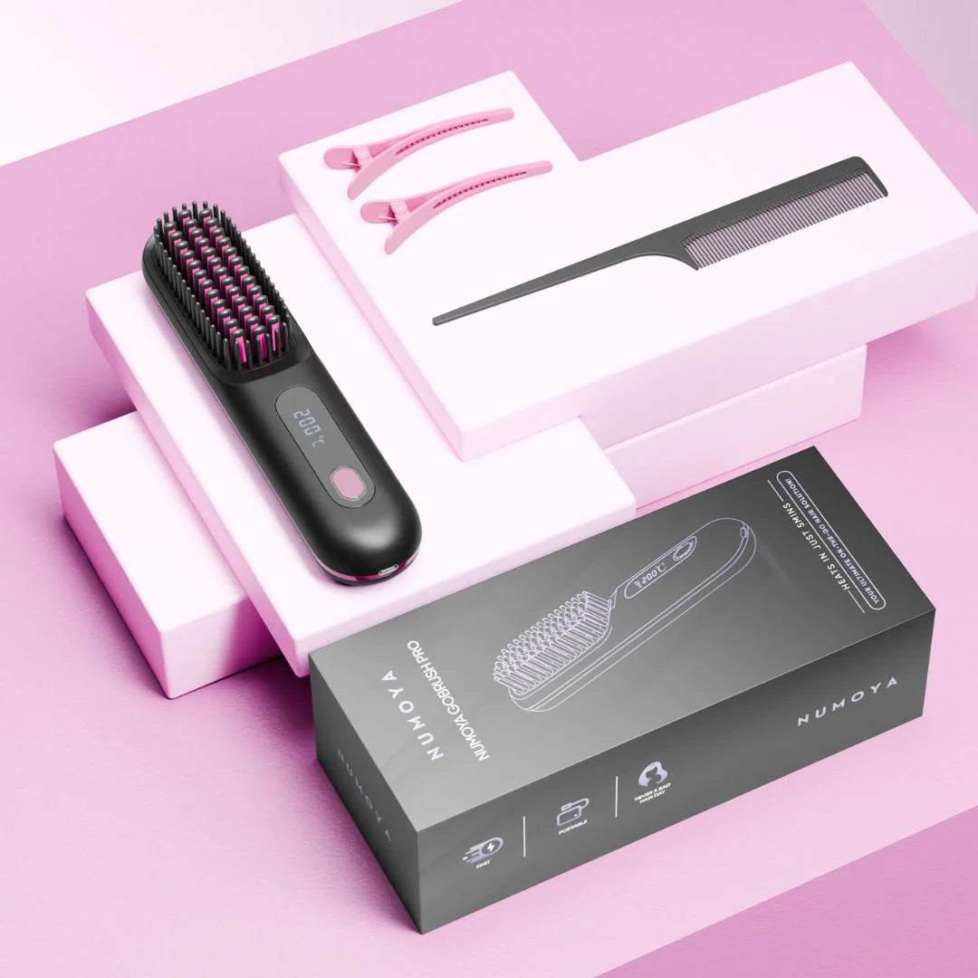 2 In 1 Straight Hair Comb Wireless Hair Straightener Brush Hair Fast Heating Portable Hot Curler USB Charging